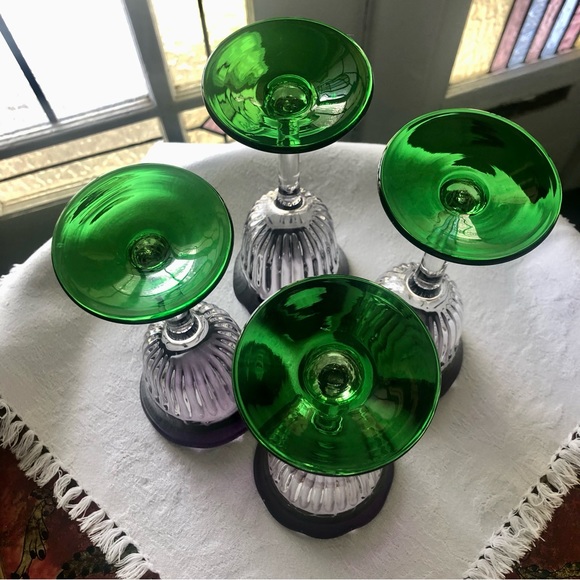 [Anthropologie Glass] “Saintpaulia” Blown Glass Tulip Wine Glasses - Set of 4 - Picture 6 of 14